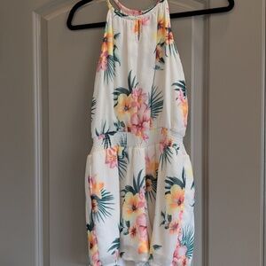 abercrombie kids White Romper with Pink, Yellow & Green Floral Trim